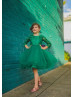 Forest Green Lace Tulle Flower Girl Dress